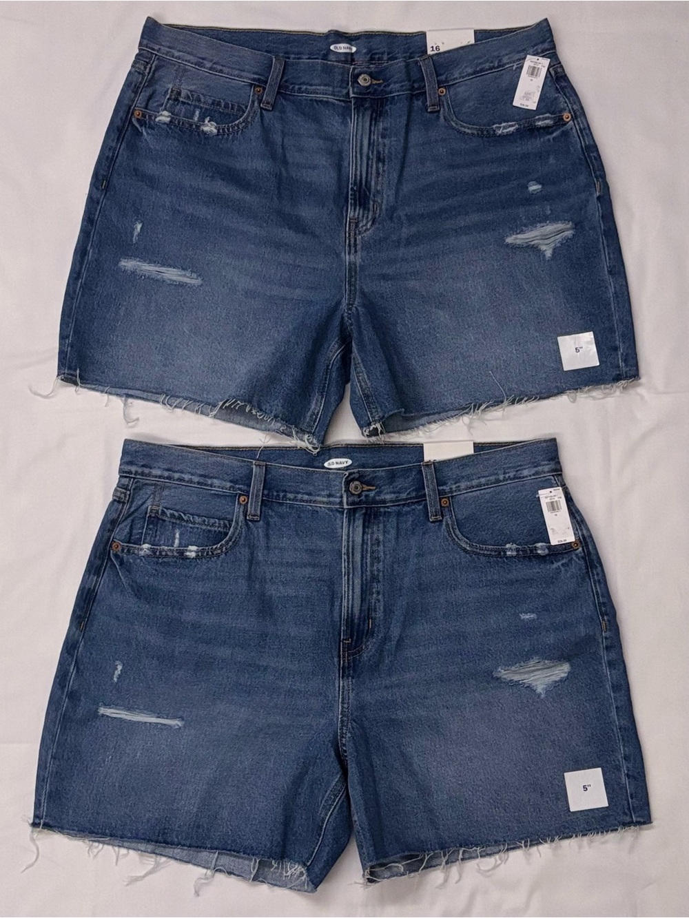 Old Navy Lot Of 2 High Waisted Slouchy Straight Denim Jean Shorts Size 16 NWT